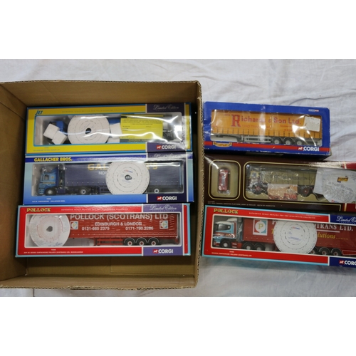 67 - Corgi Toys diecast model articulated lorries including CC11505 AEC MKV 8 wheel sheeted platform lorr... 