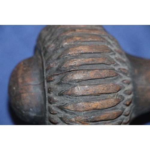 480 - Fiji or South Seas, a Fijian hardwood throwing club or I Ula Tavatava with carved bulbous head and c... 