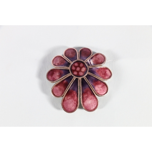 100A - Alastair Norman Grant contemporary silver and enamel flowerhead brooch, Edinburgh 1972, 5cm long