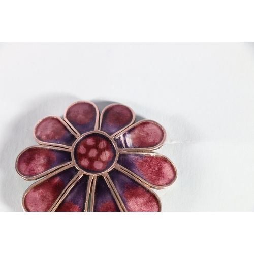 100A - Alastair Norman Grant contemporary silver and enamel flowerhead brooch, Edinburgh 1972, 5cm long