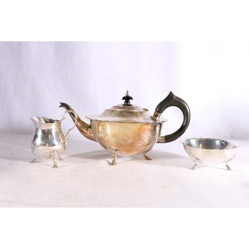 63 - Contemporary silver three piece tea set by Margaret Ormiston Martin (Student), Edinburgh 1963 a... 