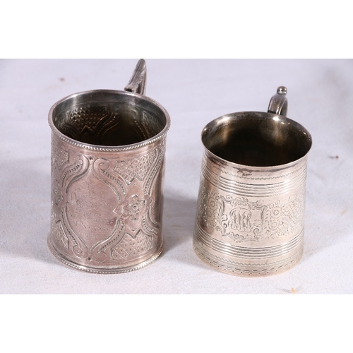 68 - Edwardian silver christening mug with incised bands and foliate scroll decoration by Sutherland... 