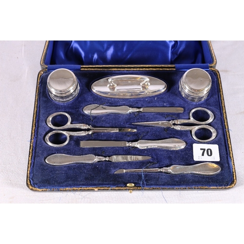 70 - George V silver manicure set by W J Myatt & Co, Birmingham 1923 in fitted case