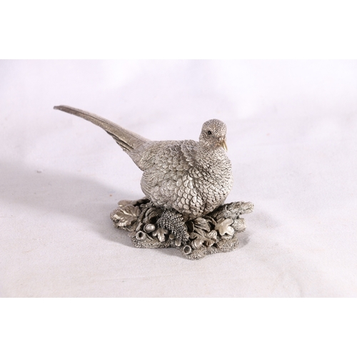 73 - Contemporary filled silver model of a hen pheasant, signed Langford and with hallmarks for Comy... 