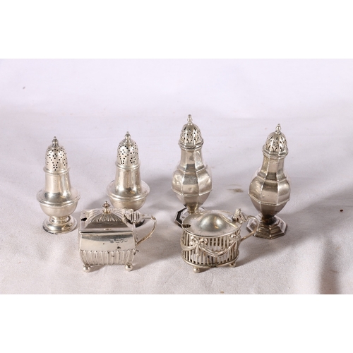 79 - A pair of silver pepper pots by George Unite & Sons, Birmingham 1896, another pai... 