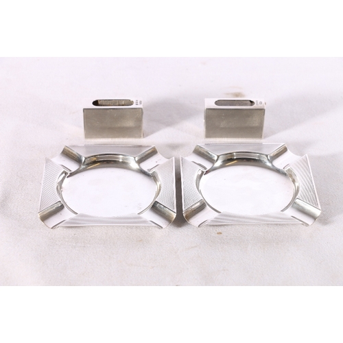 86 - Pair of silver ashtrays with engine turned decoration by Asprey & Co Ltd, Birmingham 1934, 94.5g... 