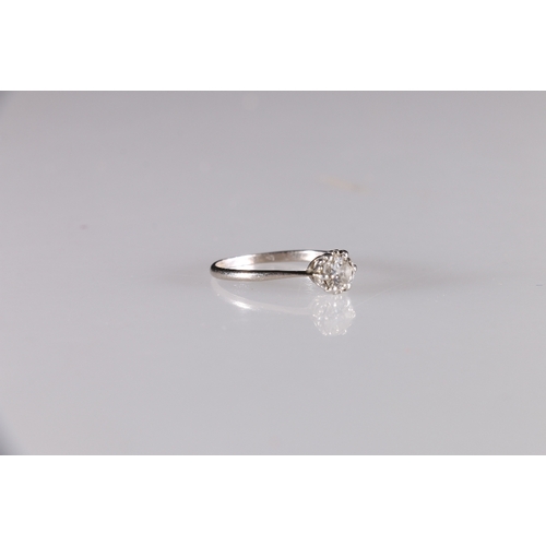 91 - Platinum diamond solitaire ring, the central round cut diamond approximately 0.5ct, ring size P, 2.2... 