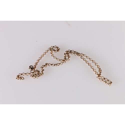 98 - 9ct yellow gold ring link neck chain, 9.8g, 46.5cm.