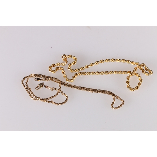 99 - Italian 9ct gold twist neck chain 8.5g, 47cm and a 9ct gold rope twist neck chain 4.9g, 38.5cm (2)