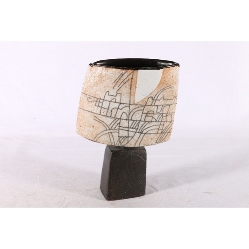 258 - JOHN MALTBY (b.1936) studio pottery stoneware vase of waisted form, signed 