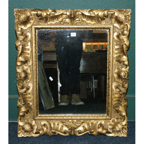 534 - 19th century gilt framed wall mirror with attractive scroll border, Aitken Dott label to reverse, 77... 