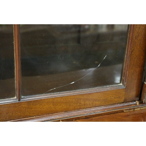 547 - 19th century mahogany secretaire bookcase, the moulded cornice over two astragal glazed doors above ... 