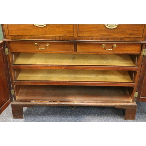 547 - 19th century mahogany secretaire bookcase, the moulded cornice over two astragal glazed doors above ... 