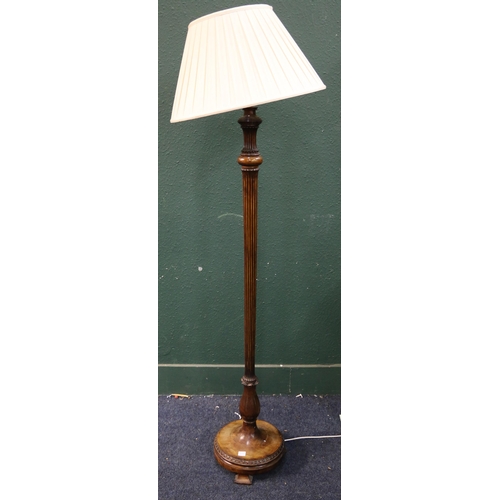 560 - 19th century mahogany standard lamp with turned and reeded column