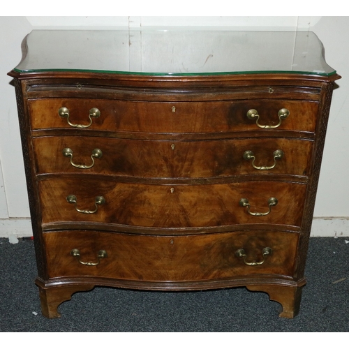 569 - 19th century mahogany serpentine fronted chest of drawers, the shaped top with moulded edge above fr... 