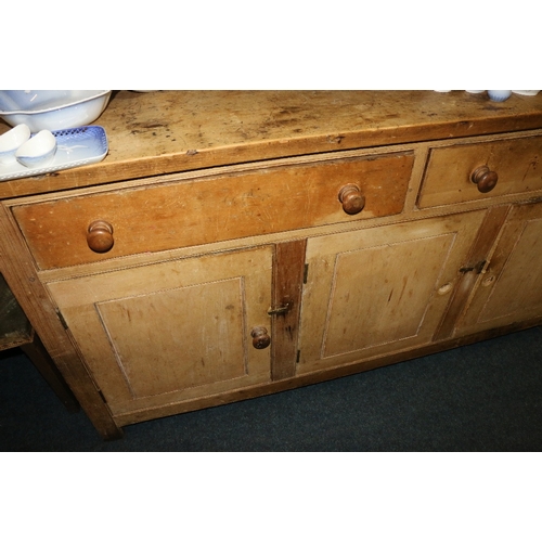 535 - Large 19th century pine Farmhouse type Welsh dresser, 215cm tall, 183cm long