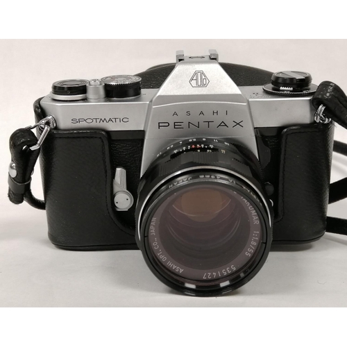 107 - Asahi Pentax Spotmatic SP II camera with SMC Takumar F1.8 55mm & cased SMC Takumar F3.5 35mm len... 