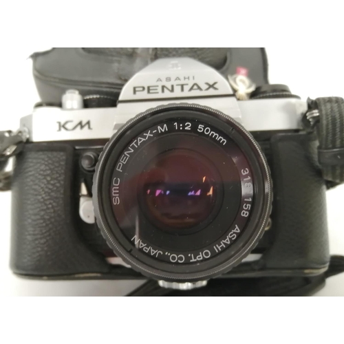 109 - Asahi Pentax KM camera with SMC Pentax M F2 50mm lens & SMC Pentax M F2.8 35mm lens. Original br... 