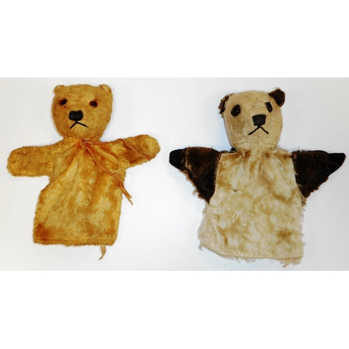 120 - Pair of Sooty and Sweep glove puppets. Circa 1950s. In worn condition.