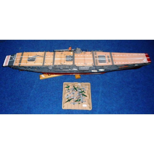 156 - Large scratch built model of WW II Japanese aircraft carrier. 103cm. long.