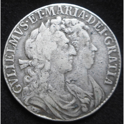 180 - United Kingdom. Half crown. William and Mary. 1689. No frosting, pearls. NF.