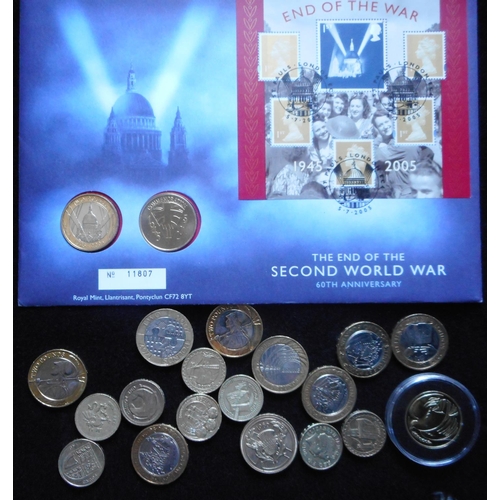 232 - United Kingdom. Two pounds. Collection of modern commemorative coins. Also older £2 and £1 commemora... 