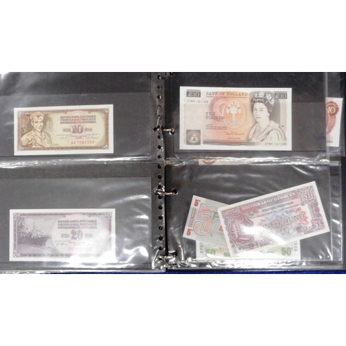 242 - Album of various British and foreign banknotes including 2 'gold notes'.