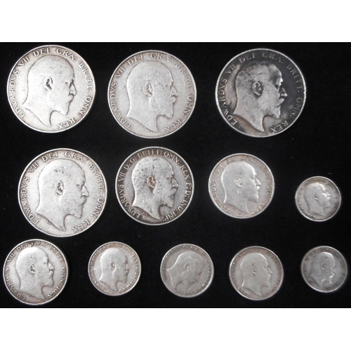 265 - United Kingdom. Collection of Ed. VII silver coins. Half crown  to 3d. (12)