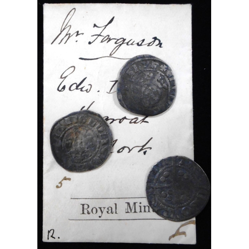 281 - England. Silver penny. Edw. I. York. (3) (From the Beaumont Hoard which was found in 1884 when two l... 