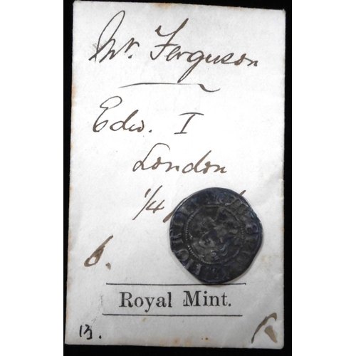 282 - England. Silver penny. Edw. I. London. (From the Beaumont Hoard which was found in 1884 when two lab... 