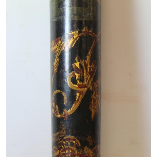 73 - Victorian Military Police painted wooden truncheon decorated in polychrome and gilt, with crown over... 