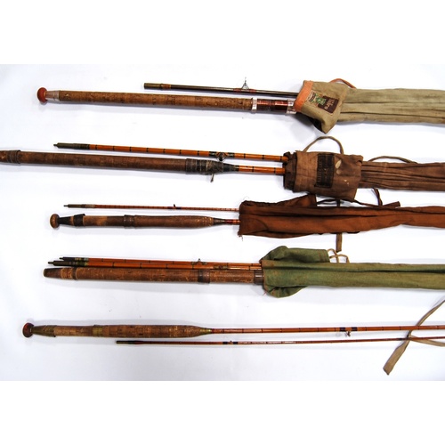 291 - Five vintage fishing rods to include two trout rods, two salmon rods and a spinning rod.  (5)