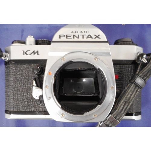 109 - Asahi Pentax KM camera with SMC Pentax M F2 50mm lens & SMC Pentax M F2.8 35mm lens. Original br... 