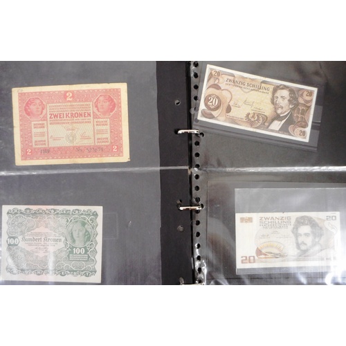 242 - Album of various British and foreign banknotes including 2 'gold notes'.