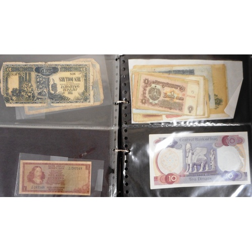 242 - Album of various British and foreign banknotes including 2 'gold notes'.