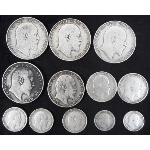 265 - United Kingdom. Collection of Ed. VII silver coins. Half crown  to 3d. (12)