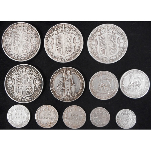 265 - United Kingdom. Collection of Ed. VII silver coins. Half crown  to 3d. (12)