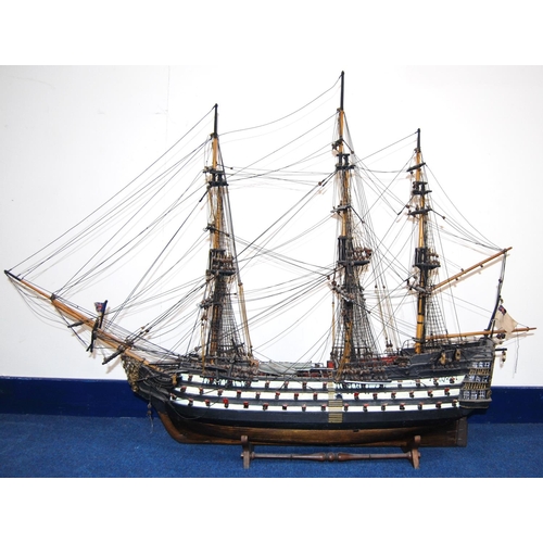 224 - Model of HMS Victory, three-masted square rigged ship, 100cm wide and 77cm high.