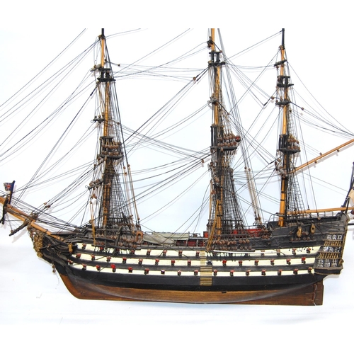 224 - Model of HMS Victory, three-masted square rigged ship, 100cm wide and 77cm high.