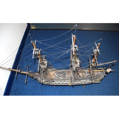 224 - Model of HMS Victory, three-masted square rigged ship, 100cm wide and 77cm high.