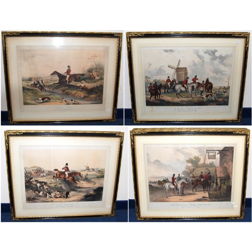 225 - Set of four hunting prints after W.J. Shayer, published by William Spooner, 377 Strand, 1843: The Me... 