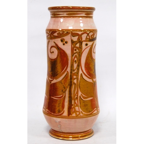 231 - Edgar Campden for Aldermaston Pottery lustre vase with stylised floral decoration, 30cm high.