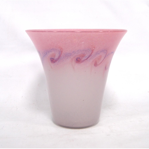 253 - Vasart flared vase in graduated pink, signed to the base, 18.5cm high.