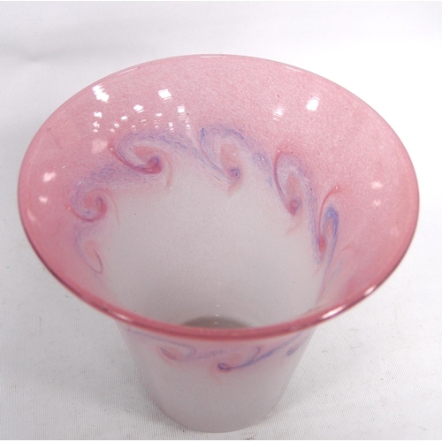 253 - Vasart flared vase in graduated pink, signed to the base, 18.5cm high.