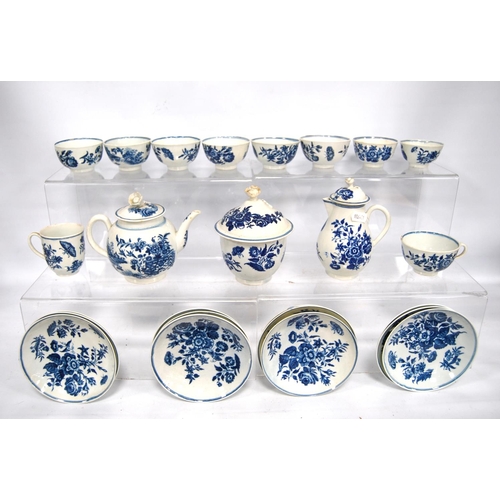 261 - Late 18th century Worcester part tea set decorated with flowers and butterflies, marks to the base. ... 