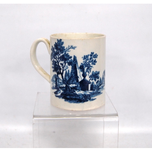 263 - Late 18th century Worcester mug, c. 1780, decorated with the very rare Obelisk and Vase pattern to o... 