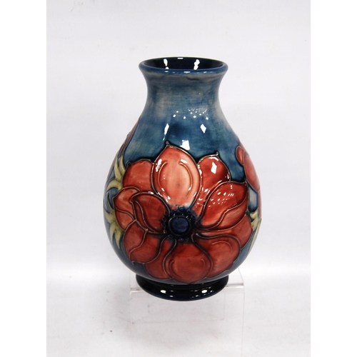 267 - Moorcroft 'Anemone' baluster vase by Walter Moorcroft with line decorated over faded blue ground, si... 