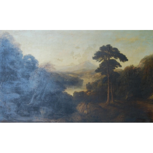 269 - IN THE MANNER OF ALEXANDER NASMYTHView of a loch and mountains beyondOil on canvas, 82cm x 135cm.Lab... 