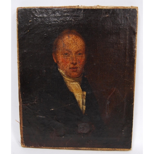 270 - 19TH CENTURY BRITISH SCHOOLPortrait of a Regency gentlemanOil on canvas, 23cm x 19cm.