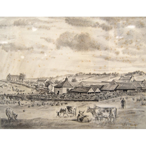 275 - ROBERT C. ROBERTSONLockerbie MartSigned lower left, grisaille, 31cm x 41cm.